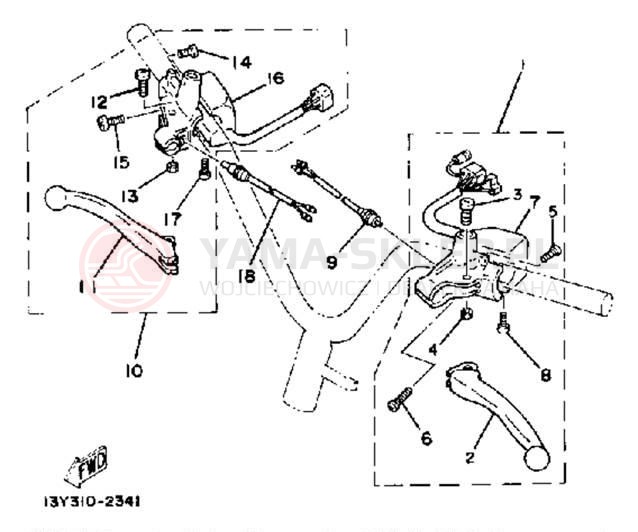 Schemat "Kierownica i osprzęt" do Yamaha CV50L