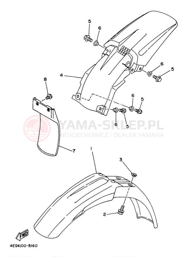 Schemat "błotnik" do Yamaha YZ80 YZ80J1