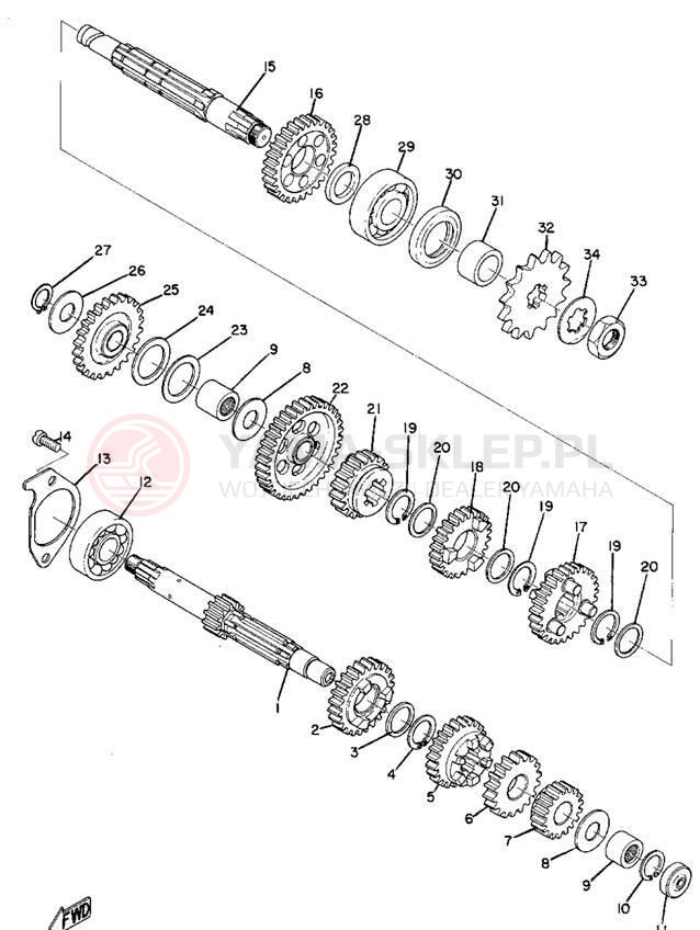 Schemat "Skrzynia biegów " do Yamaha AS2C
