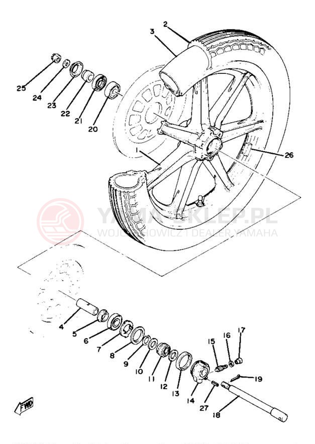 Schemat "Koło przód" do Yamaha XS750SE