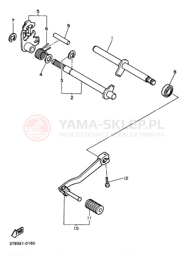 Schemat "Dźwignia zmiany biegów, wałek" do Yamaha XT600ED/XT600EDC