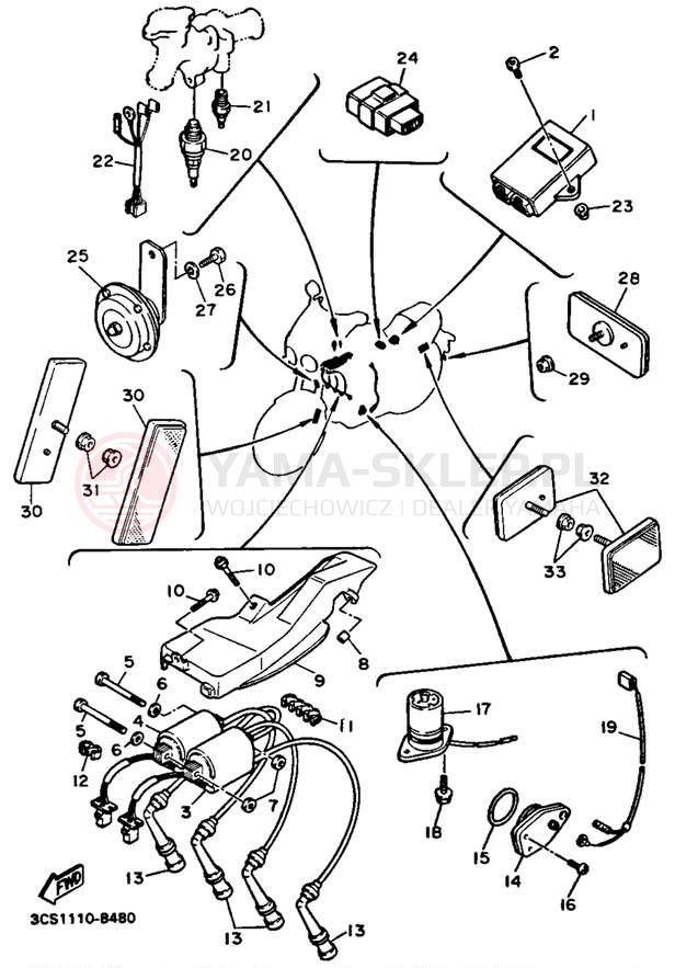Schemat "układ elektryczny" do Yamaha FZR750RU