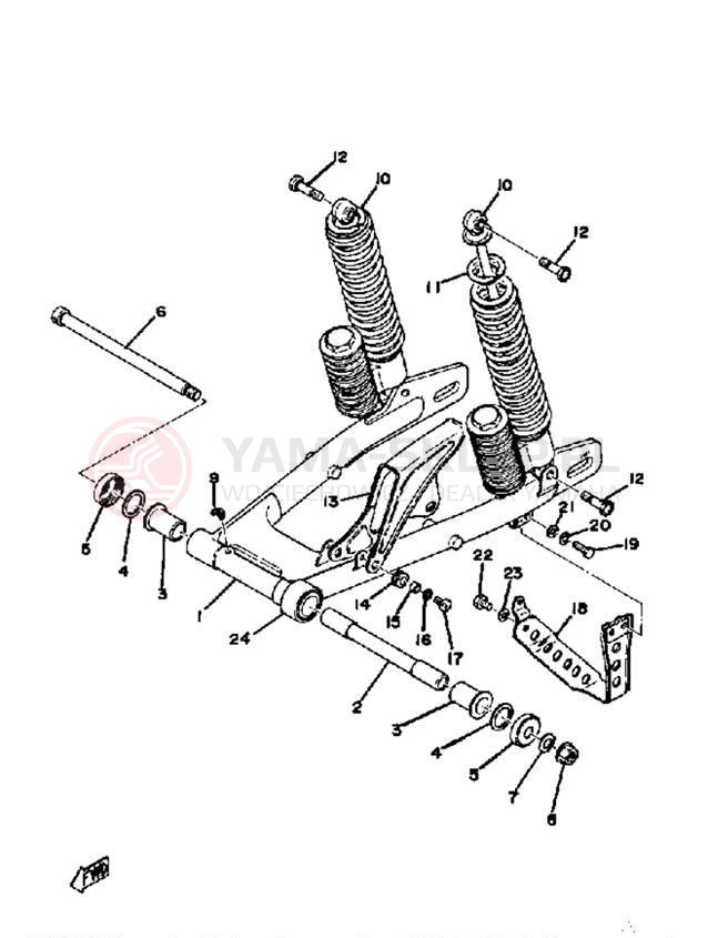 Schemat "Wahacz, osłona łańcucha" do Yamaha DT360A/DT250A