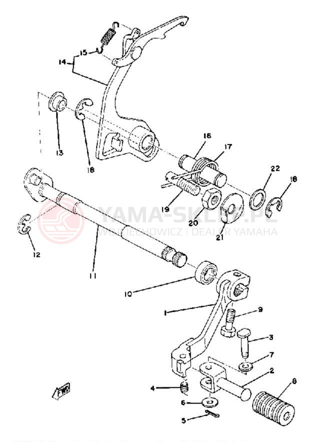 Schemat "Dźwignia zmiany biegów, wałek" do Yamaha IT175E