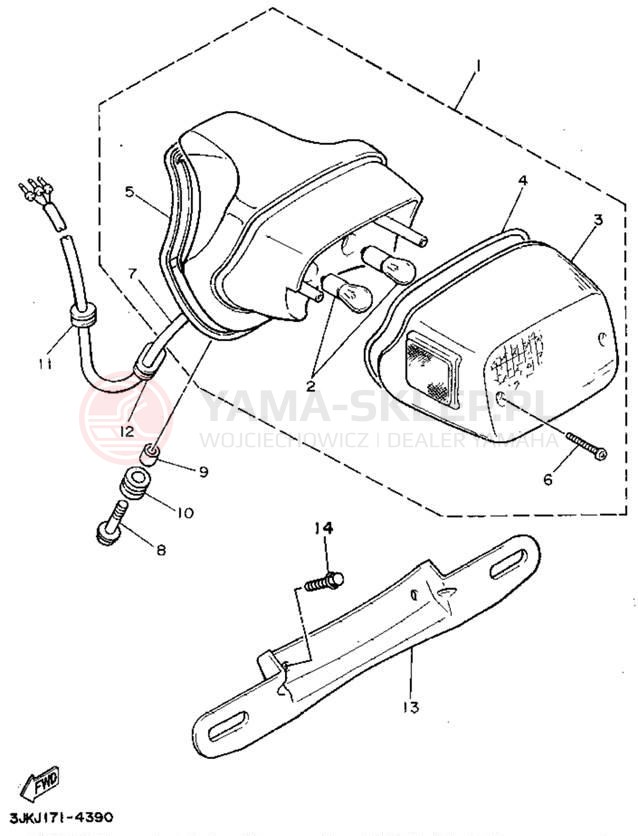 Schemat "lampa tył" do Yamaha VIRAGO 750 XV750GC/XV750G