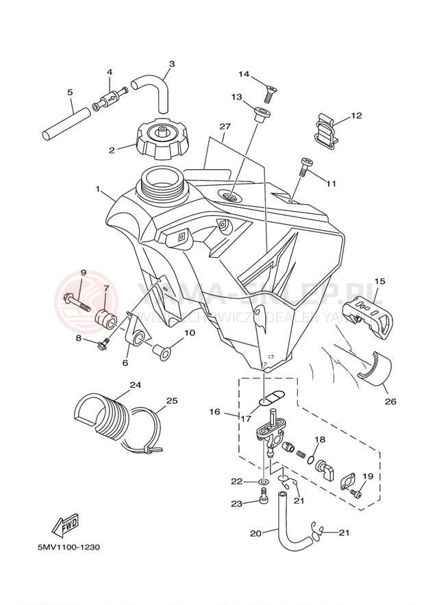 Schemat "zbiornik paliwa" do Yamaha YZ250 YZ250N1