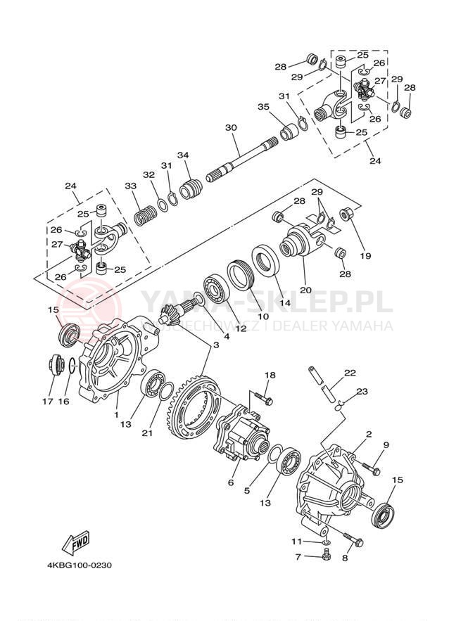 Schemat "Wał napędowy przód" do Yamaha WOLVERINE YFM350FXM/YFM350FXMC