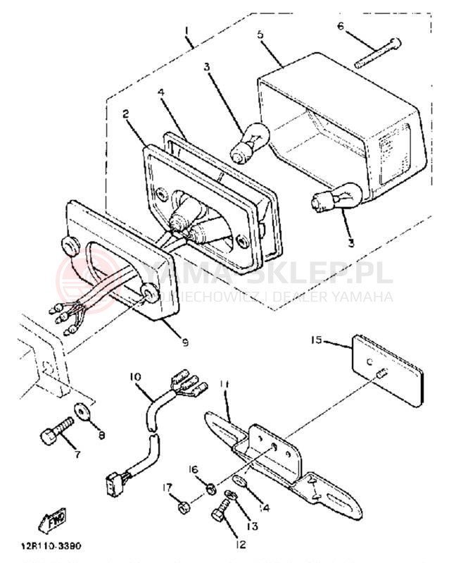 Schemat "lampa tył" do Yamaha XS400K