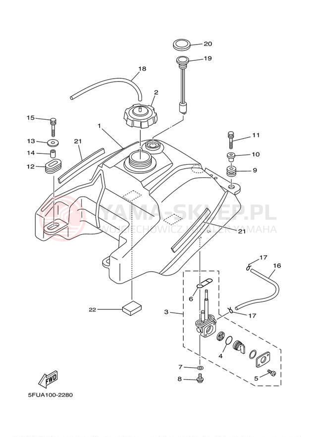 Schemat "zbiornik paliwa" do Yamaha BIG BEAR 400 4WD YFM40FV