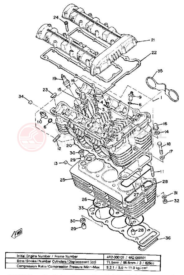 Schemat "głowica" do Yamaha XS850SH
