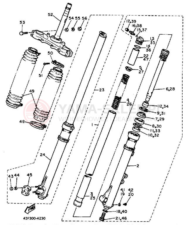 Schemat "Amortyzatory przód" do Yamaha XT600TC/XT600T