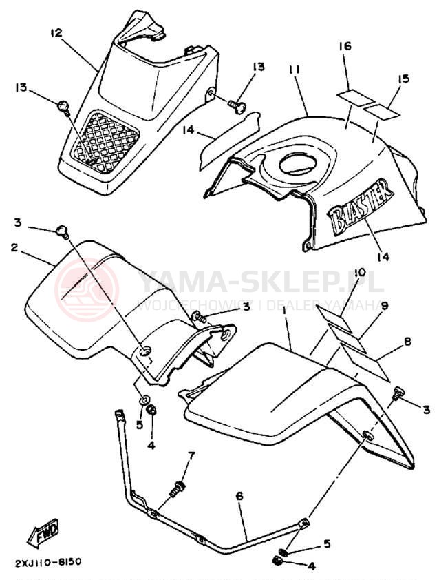 Schemat "Przedni błotnik" do Yamaha BLASTER YFS200U
