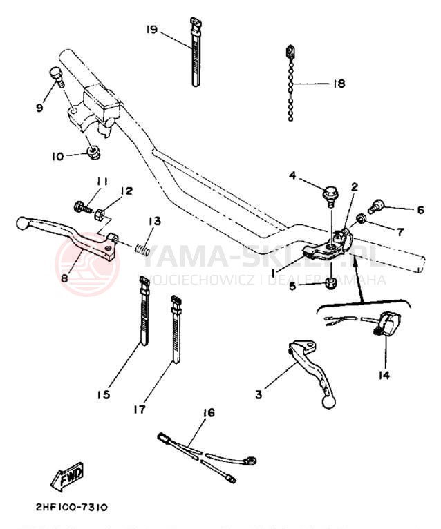 Schemat "Kierownica i osprzęt" do Yamaha YZ80W