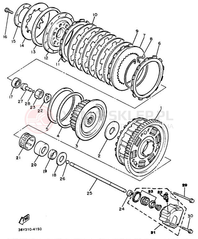 Schemat "sprzęgło" do Yamaha FJ1200S/FJ1200SC