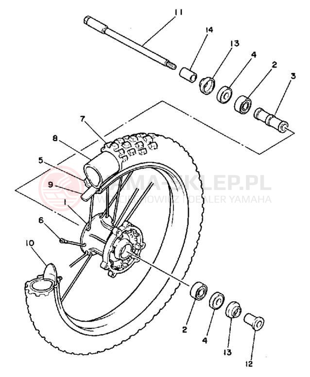 Schemat "Koło przód" do Yamaha WR500ZD