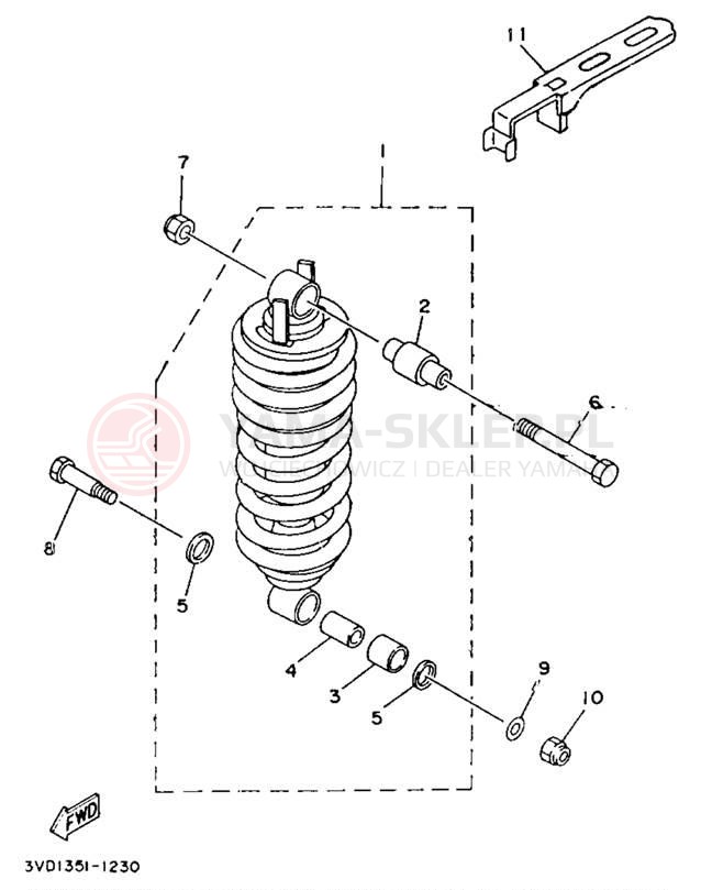 Schemat "zawieszenie tył" do Yamaha TDM850 TDM850E/TDM850EC