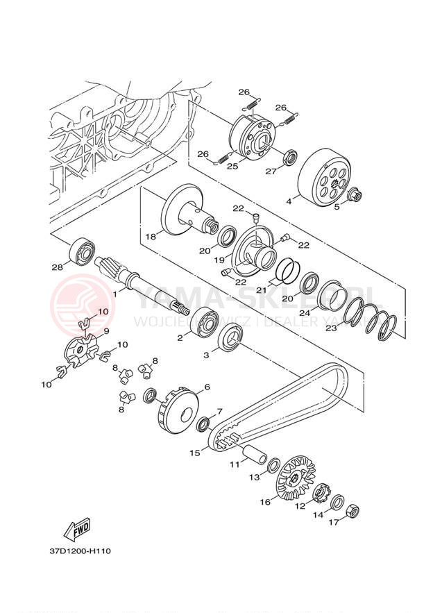 Schemat "sprzęgło" do Yamaha ZUMA 125 YW125BB/YW125BW