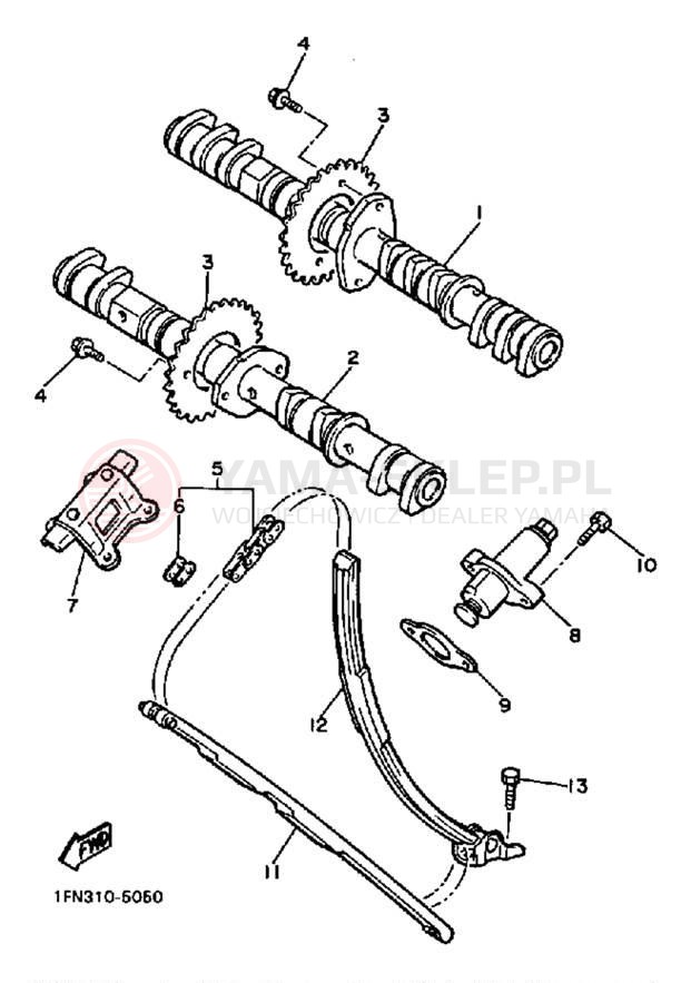 Schemat "Rozrząd - łańcuszek" do Yamaha FZR750RT
