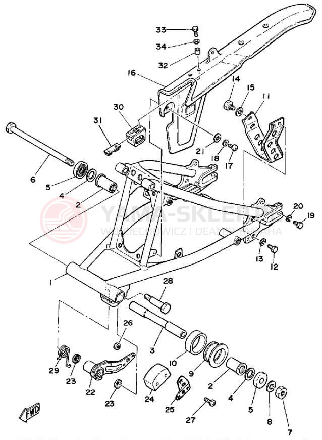 Schemat "wahacz" do Yamaha DT125H