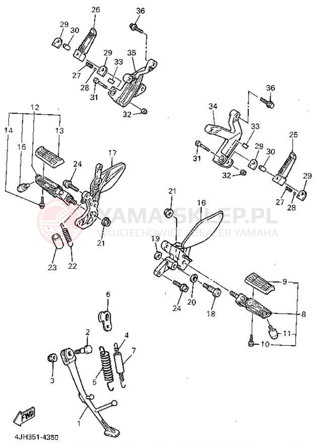 Schemat "Stopka postojowa i podnóżki" do Yamaha YZF600RGC