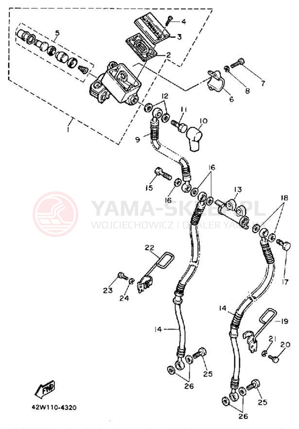 Schemat "Pompa hamulcowa przednia" do Yamaha VIRAGO 750 XV750W/XV750WC