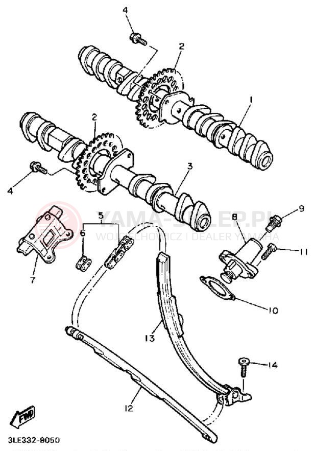 Schemat "Rozrząd - łańcuszek" do Yamaha FZR1000A/FZR1000AC