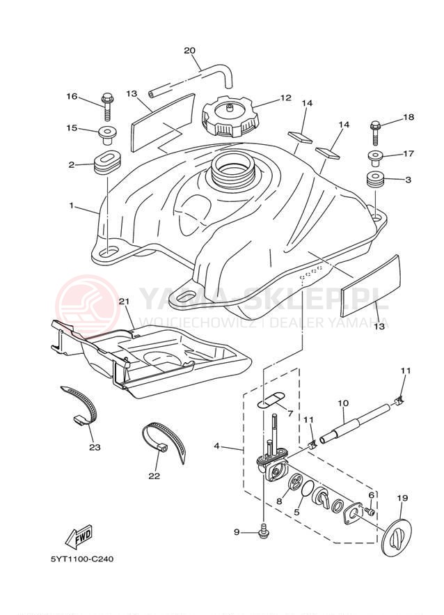 Schemat "zbiornik paliwa" do Yamaha RAPTOR 350 YFM350S