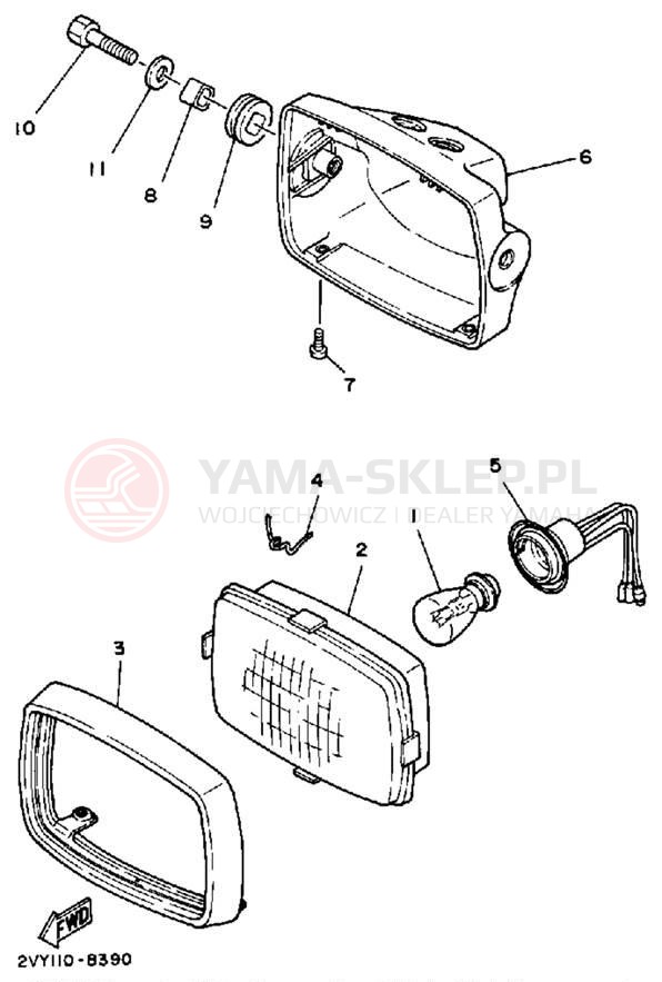 Schemat "Lampa przód" do Yamaha MOTO-4 YFM200DXU