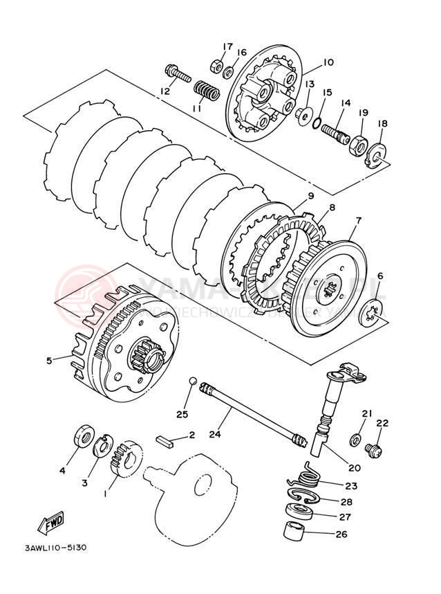 Schemat "sprzęgło" do Yamaha TW200 TW200S/TW200SC