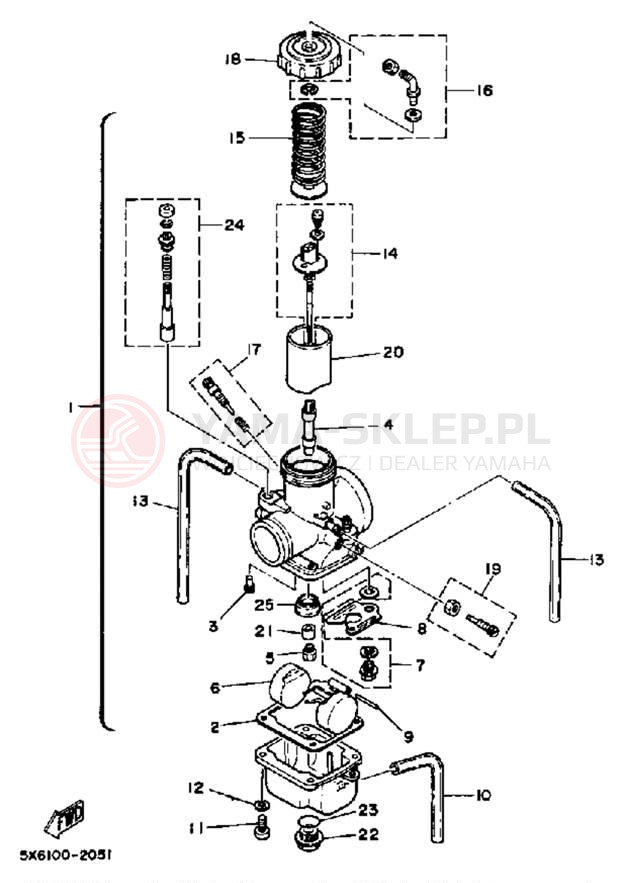 Schemat "Gaźnik" do Yamaha YZ490 YZ490K