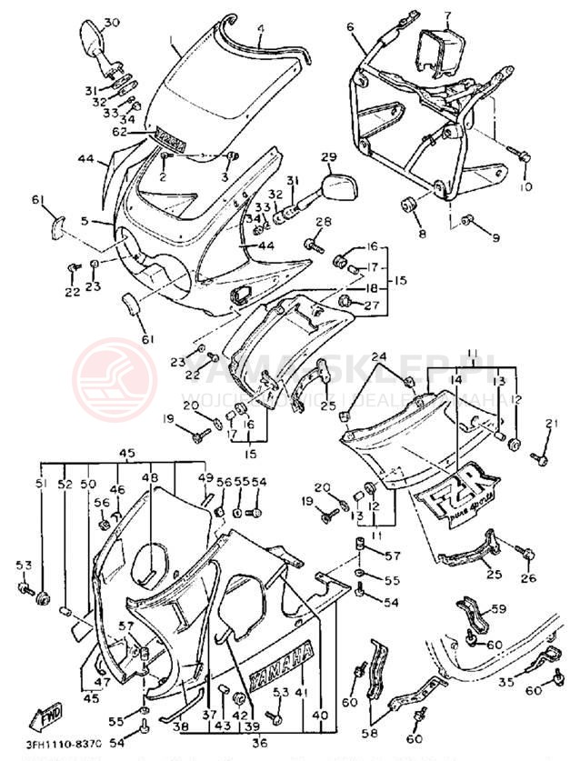 Schemat "Owiewki" do Yamaha FZR400SWC