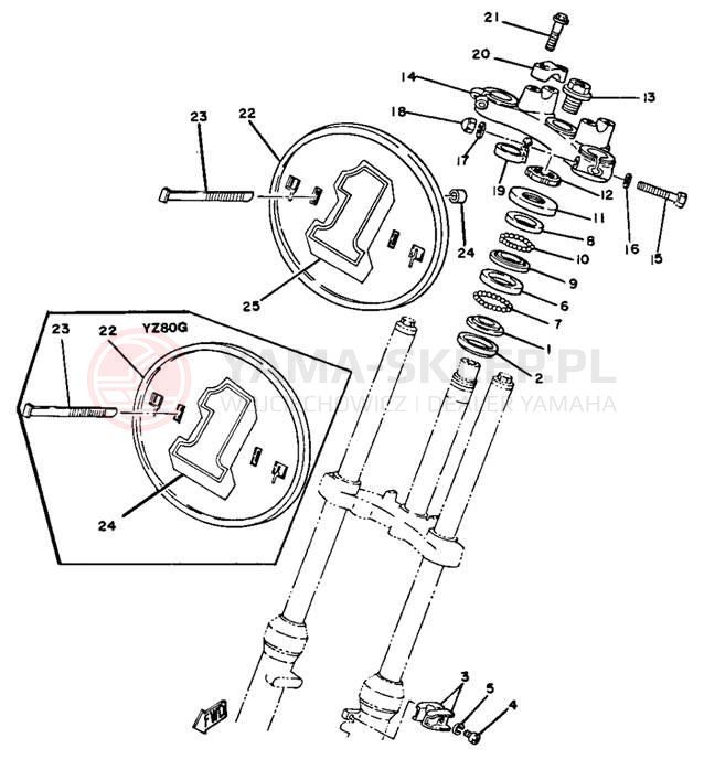 Schemat "Półki zawieszenia" do Yamaha YZ80H