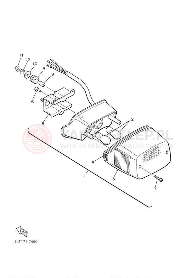 Schemat "lampa tył" do Yamaha V-MAX VMX12TC/VMX12T