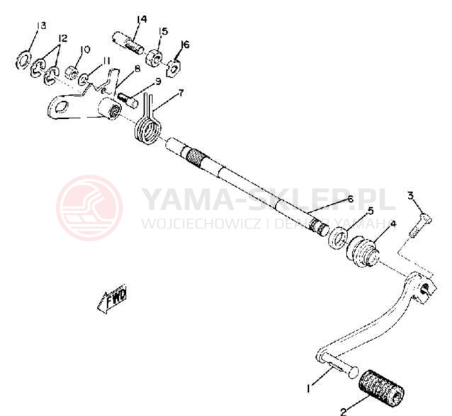 Schemat "Dźwignia zmiany biegów, wałek" do Yamaha DT2MX/RT2MX