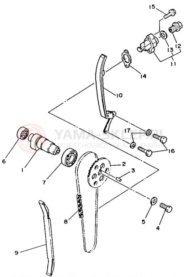Schemat "Rozrząd - łańcuszek" do Yamaha BIG BEAR 4WD YFM350FWD