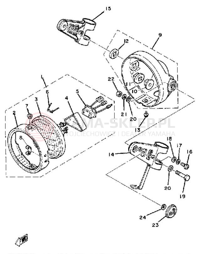 Schemat "Lampa przód" do Yamaha XT250H