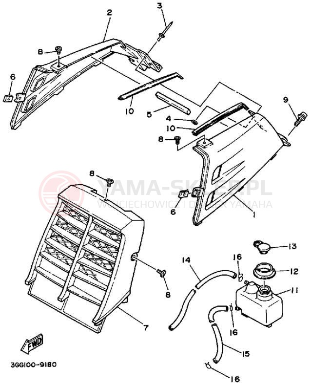 Schemat "Pokrywa boczna" do Yamaha BANSHEE YFZ350W