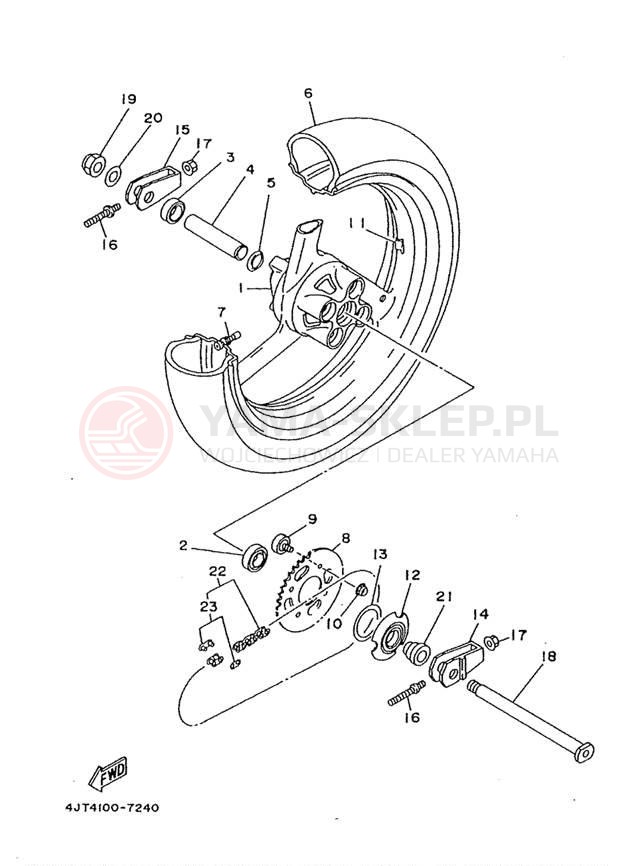 Schemat "Koło tył" do Yamaha TZ125 TZ125