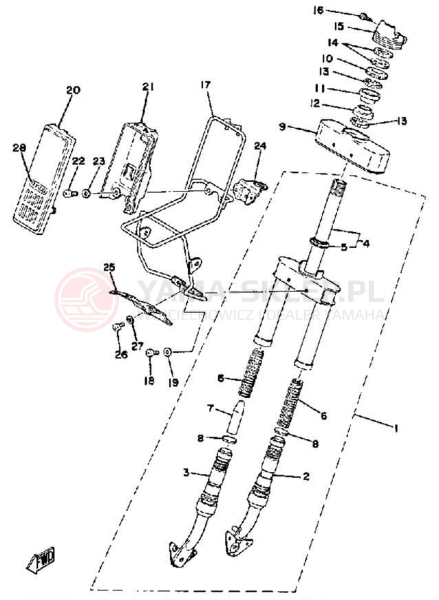 Schemat "Amortyzatory przód" do Yamaha QT50H