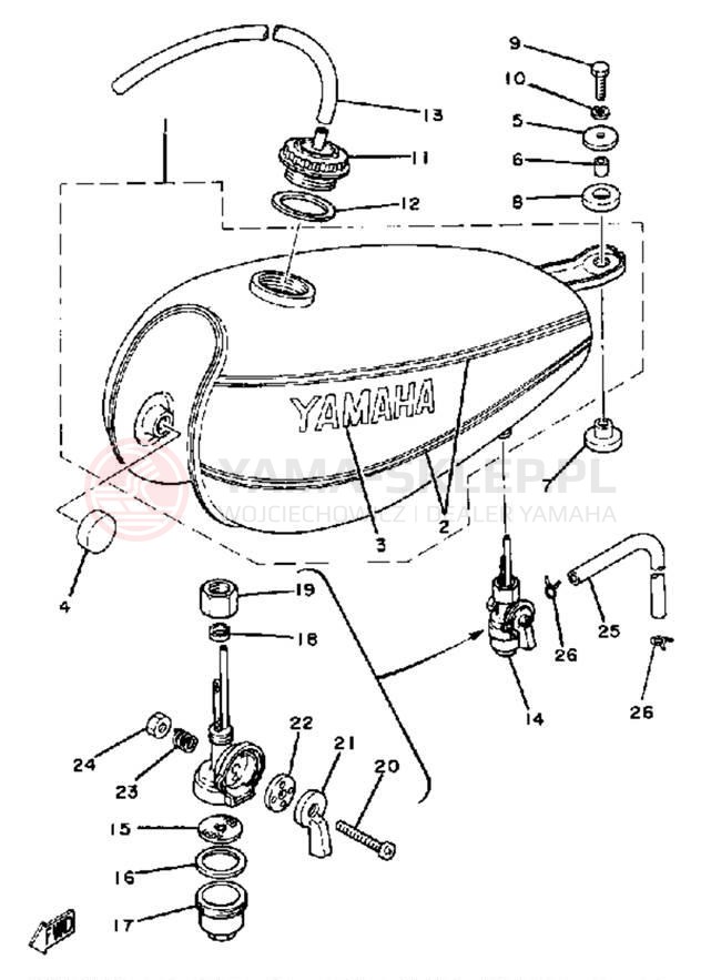 Schemat "zbiornik paliwa" do Yamaha DT100G