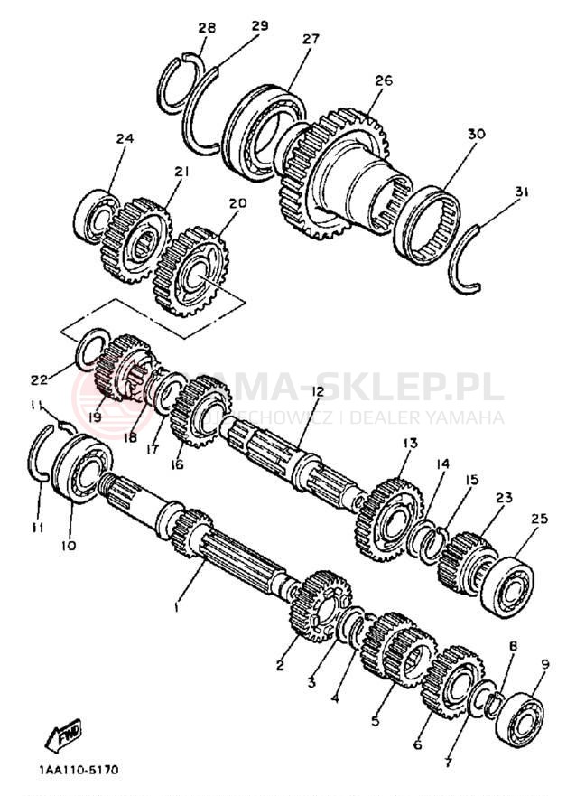 Schemat "Skrzynia biegów " do Yamaha MAXIM XJ700S/XJ700SC