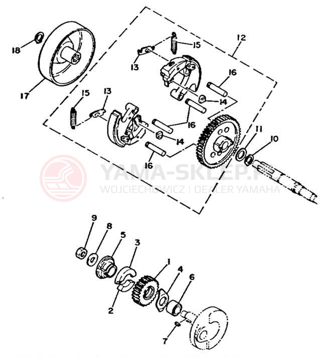Schemat "sprzęgło" do Yamaha Y-ZINGER PW50F