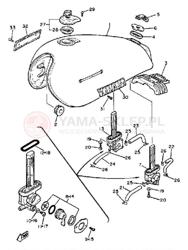 Schemat "zbiornik paliwa" do Yamaha VIRAGO 750 XV750H