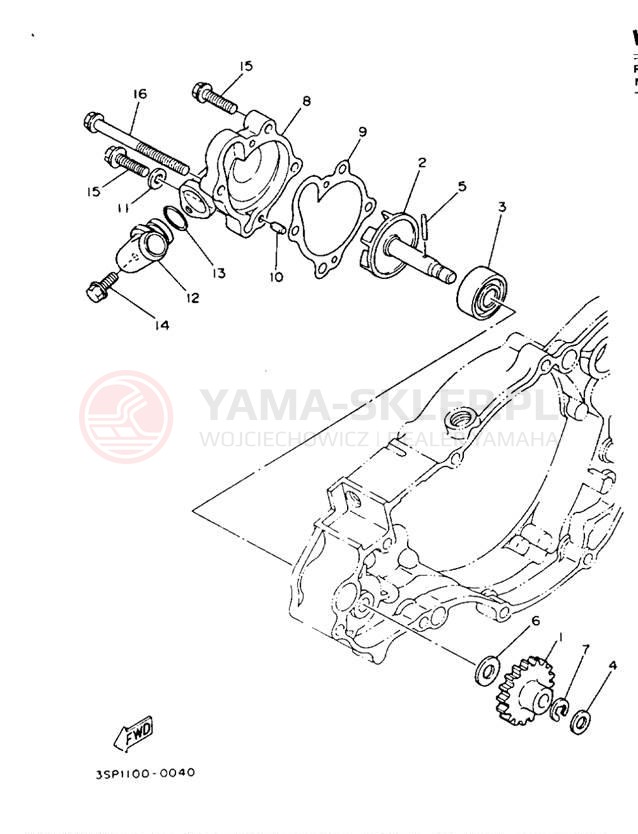 Schemat "Pompa wody" do Yamaha YZ250E