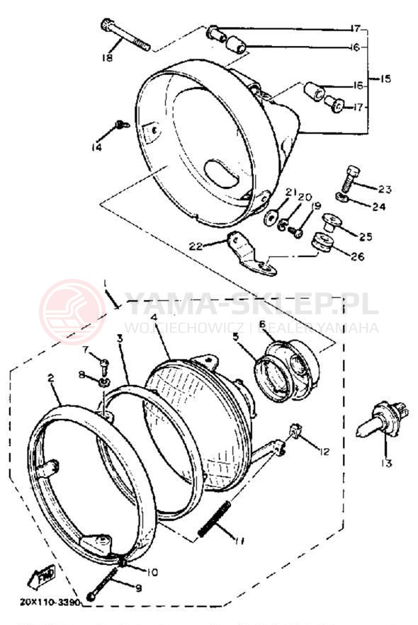 Schemat "Lampa przód" do Yamaha XV920MK