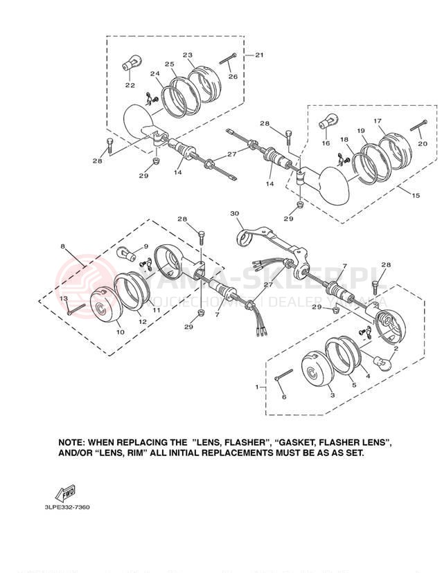 Schemat "kierunkowskazy" do Yamaha VIRAGO 1100 XV1100G/XV1100GC