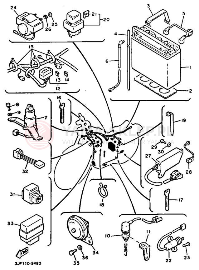 Schemat "układ elektryczny" do Yamaha V-MAX 1200 VMX12D/VMX12DC