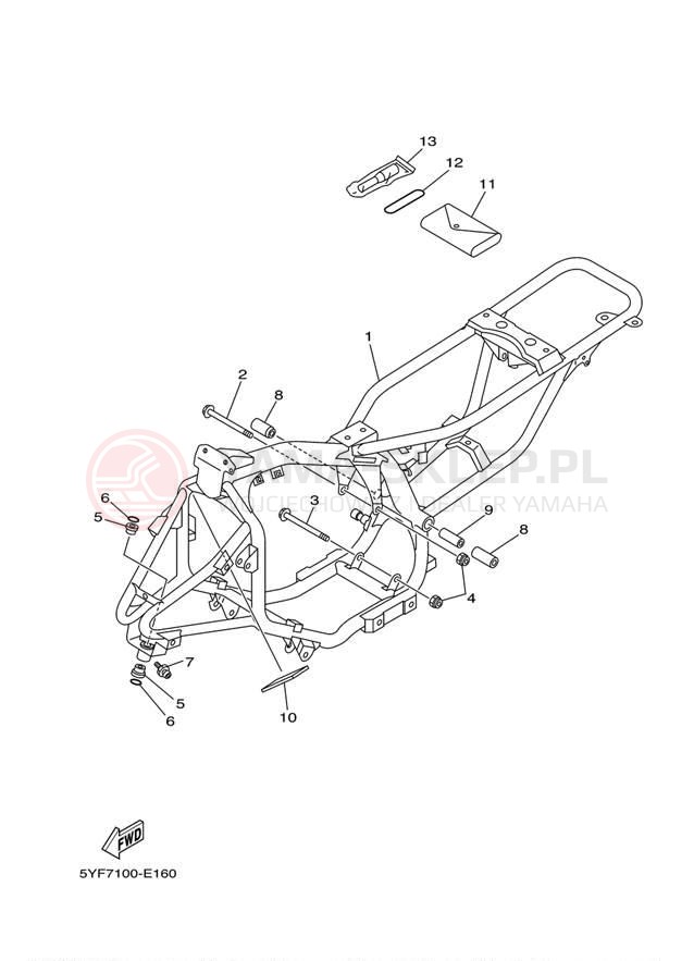 Schemat "rama" do Yamaha RAPTOR 50 YFM50RXL/YFM50RXGY