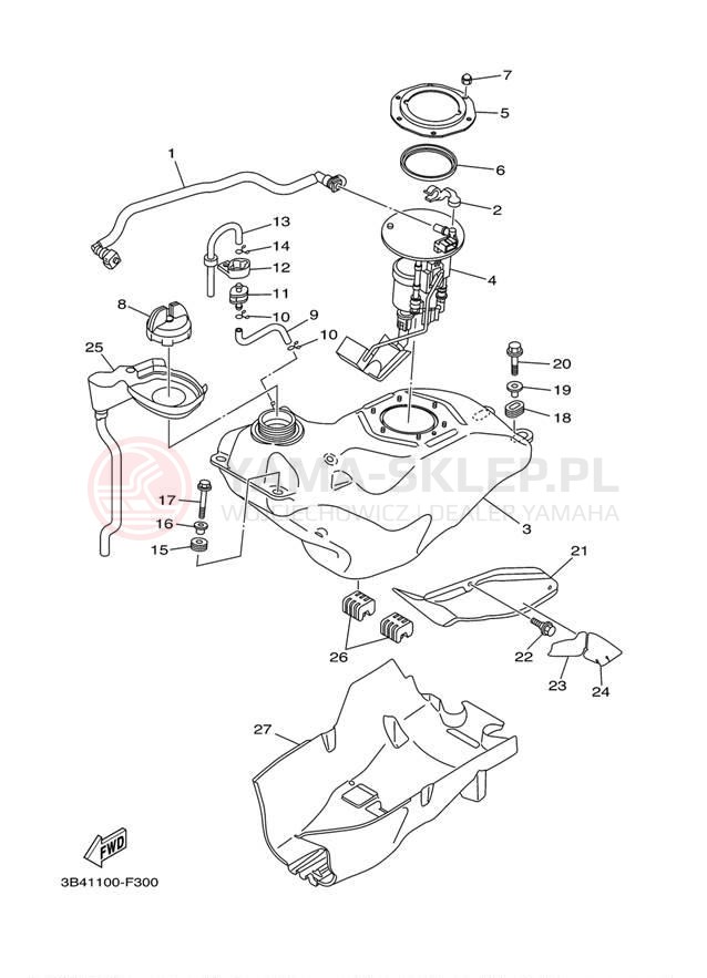 Schemat "zbiornik paliwa" do Yamaha GRIZZLY 700 DUCKS YFM7FGPDUW