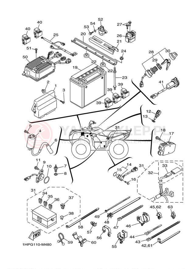 Schemat "układ elektryczny" do Yamaha GRIZZLY 700 EPS 4WD YFM7FGPDL